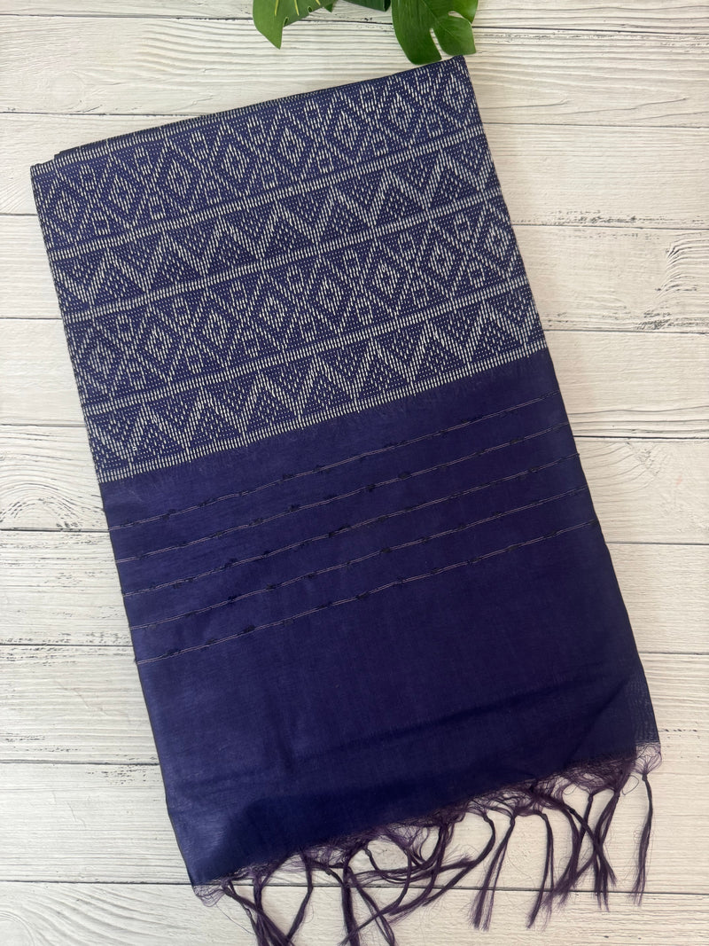 Bhagalpuri Semi tussar saree MS871- NavyBlue
