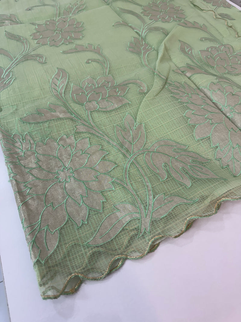 NetKota saree with tissue applique work MS15145 - PastelGreen