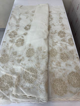Semi organza saree with appliqué work - MSH906 White(3)