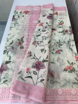 Chanderi digital printed saree with chikankari embriodery MSH171