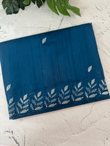 Blended tussar saree with cutwork - MSHK690 DarkTealBlue