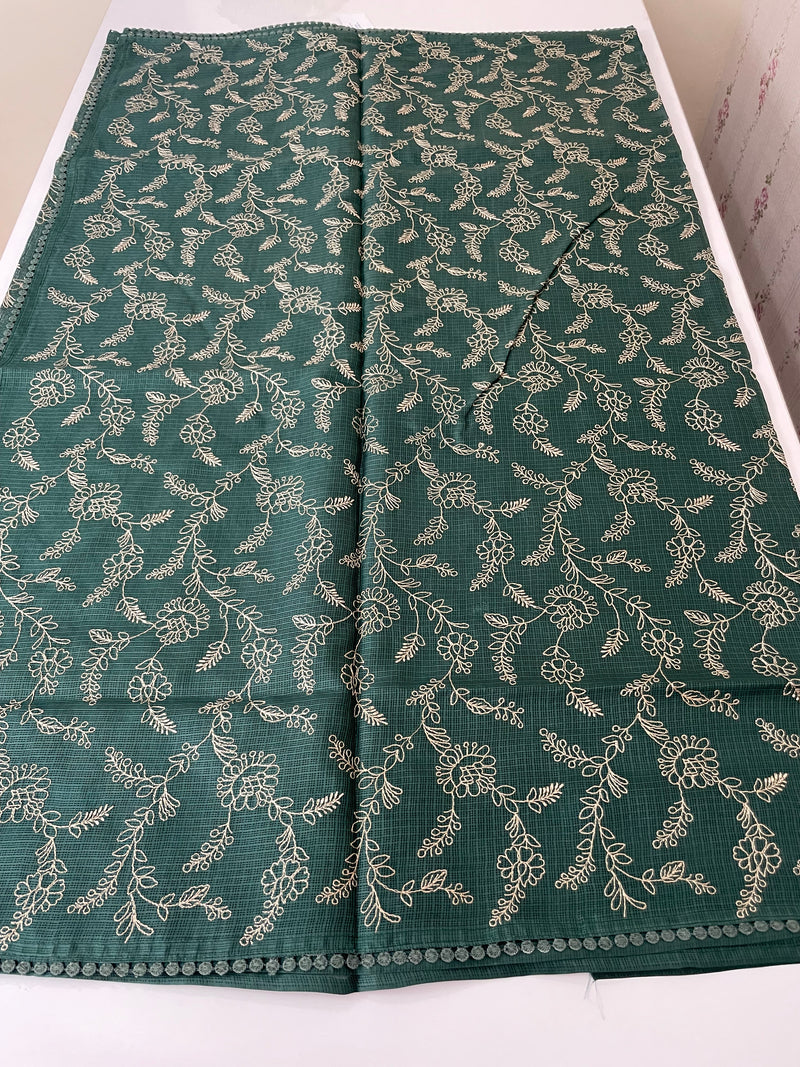 Soft kota silk saree with embriodery MS14808- Green