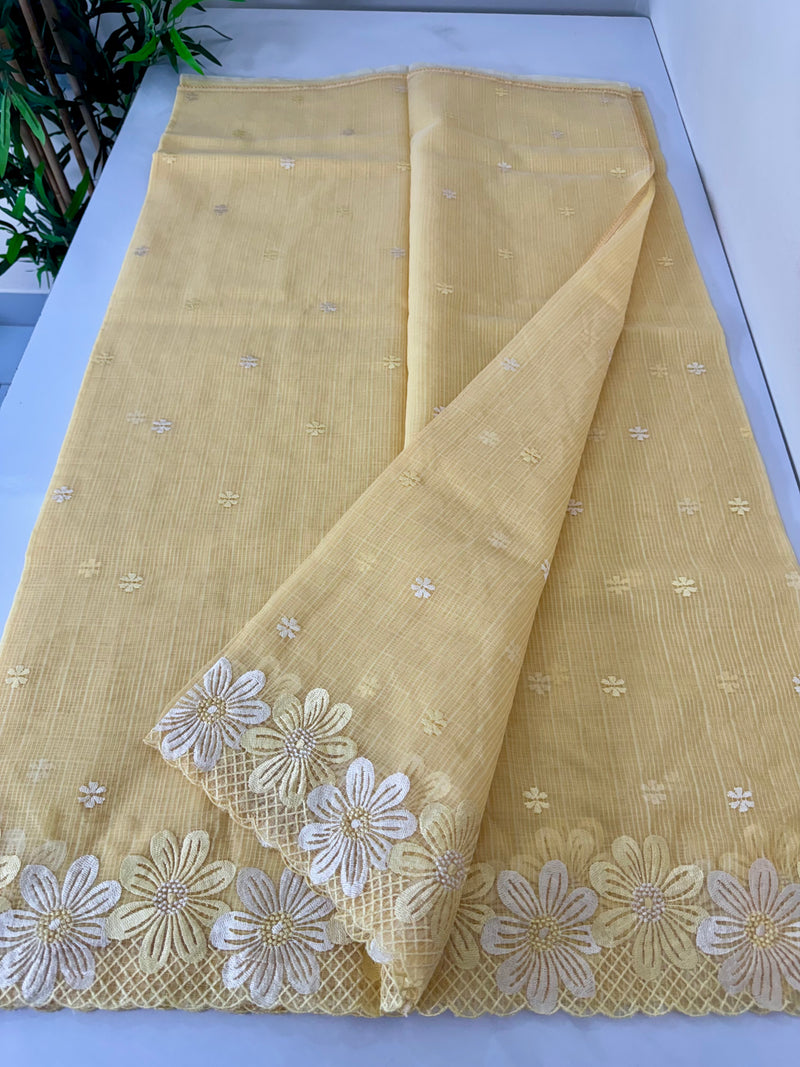 Kota saree with embriodery work MKAS36 Yellow