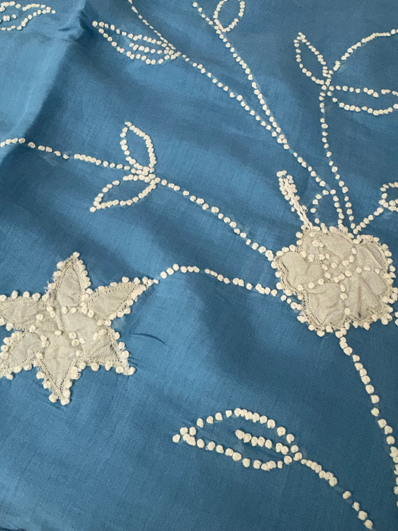 Malai chanderi knot and kanta embriodery saree  MS5556