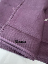 Kota  checks saree with embroidery - MS7679 DarkMauve