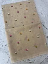Kota checks saree with embroidery MS7680 Beige