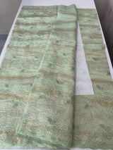 Premium Crush Organza saree with thread work- MCW863 PastelMintGreen