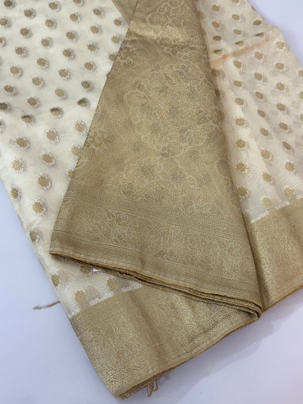 Organza banaras soft silk saree with zari buttas MS8144