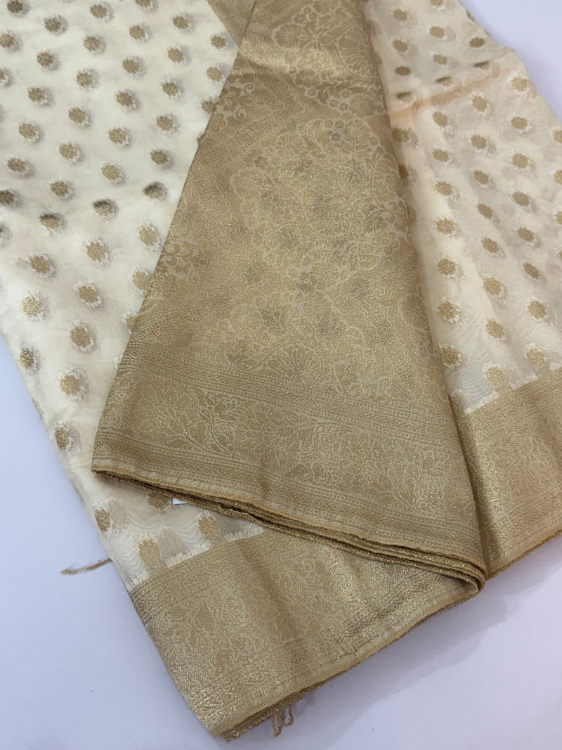 Organza banaras soft silk saree with zari buttas MS8144
