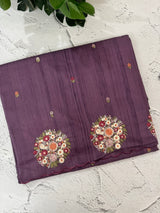 Blended tussar silk saree with embroidery- MS1072