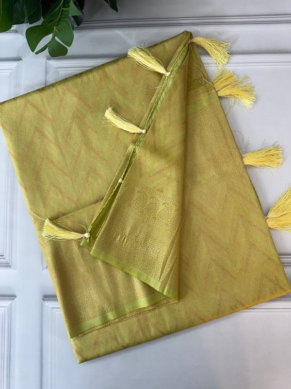 Banarasi soft silk saree MKSS1461 LimeGreen