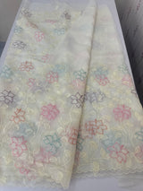 Soft crushed Chiffon saree with Applique work MSC477 Offwhite