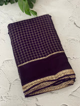 Crepe chiffon georgette saree with checks MS40097 PURPLE