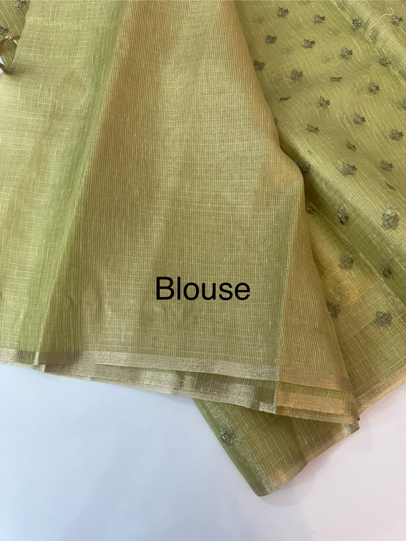 Tissue Silk embriodery saree MS49888- DuskyGreen
