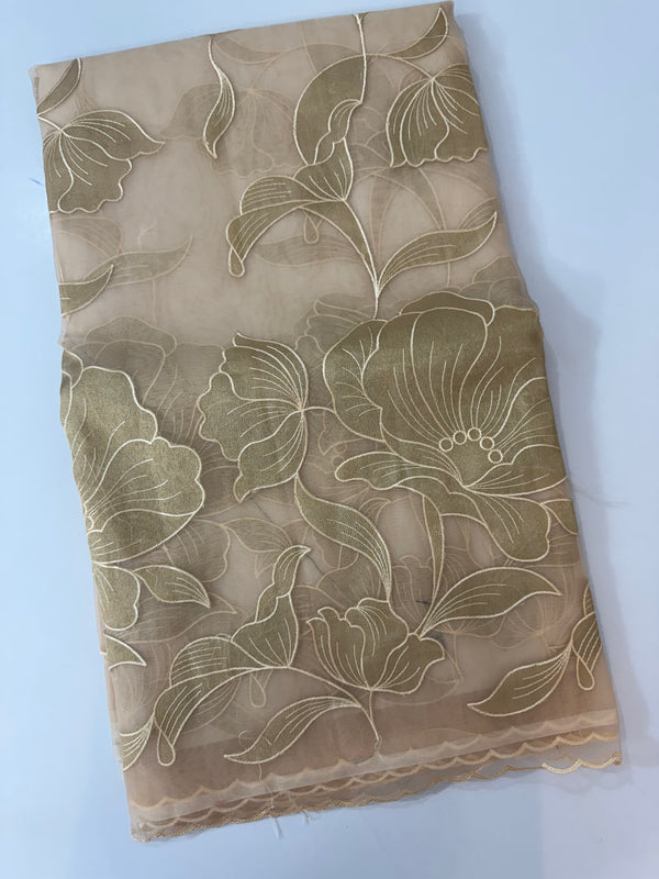 Organza saree with tissue applique work MS5081 - PastelPeach