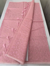 Moonga checks saree with embroidery MSH219 Pink