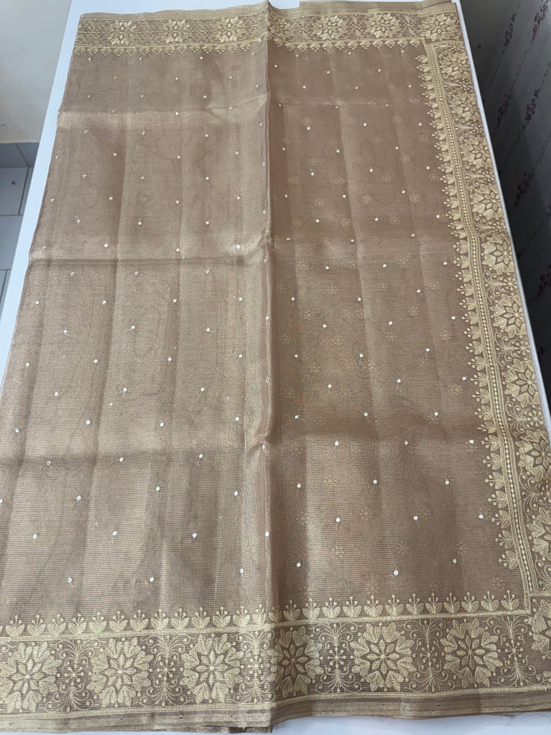 Tissue silk saree with Chikankari embroidery MTTS97(2)
