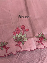 Crushed Blended tussar silk saree with embroidery- MSB7666 Rosewood