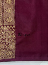 Banarasi semi katan saree with contrast border SHKNTNM- Black to Wine