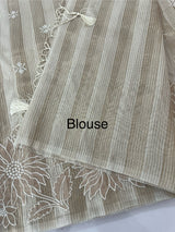 Chanderi tissue saree with applique work-  MSH250