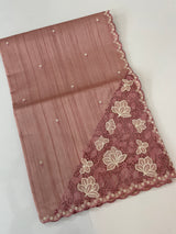 Cutwork Semi tussar saree MTSS674 Pastel PeachyPink