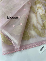 Organza saree with tissue applique work MS5081 Pastel Pink