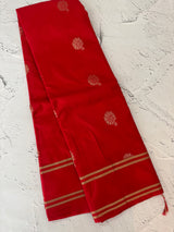 Semi Kanchi pattu saree with retta pattu borders MBS7899 RED