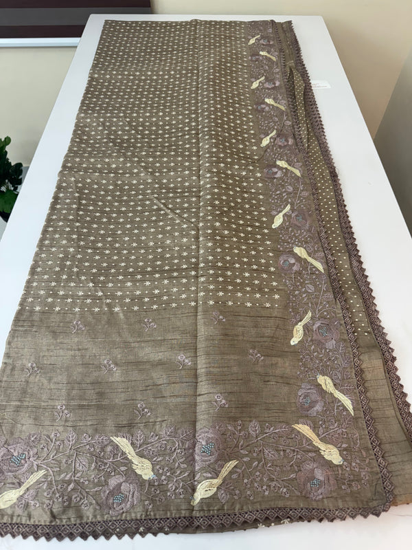 Blended tussar Saree with Embroidery SNFNICY4