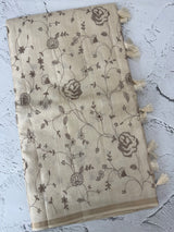 Blended soft tussar saree with cross stitch embriodery - MS8666 (3)