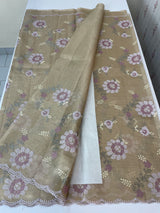 Tissue Silk cross stitch embriodery saree MS49892