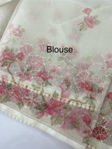 Organza saree with prints & hand embriodery work MS15333