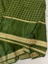 Crepe chiffon georgette saree with checks MS40097 LEAFGREEN