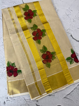 Kerala tissue printed saree