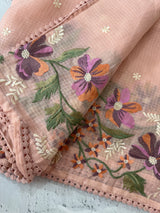 Silky kota saree with embriodery MSK4556- PastelPeach