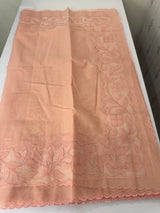 Moonga checks saree with Net Applique borders  MSH159 Peach