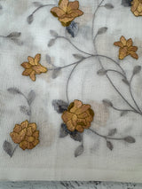 White Supernet saree with embroidery MSH153