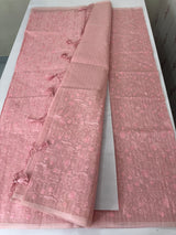 Moonga checks saree with embroidery MSH219 - Pink 2