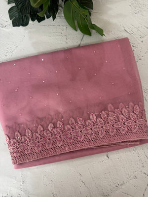 Soft Organza saree with cutwork borders and sequins work - MOS4551