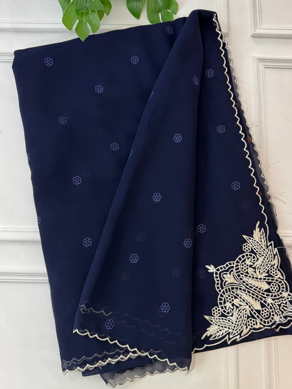 Georgette saree with scalloped border FCAD146