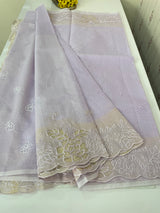 Soft kota silk saree with applique work MS85432 Pale Lavender