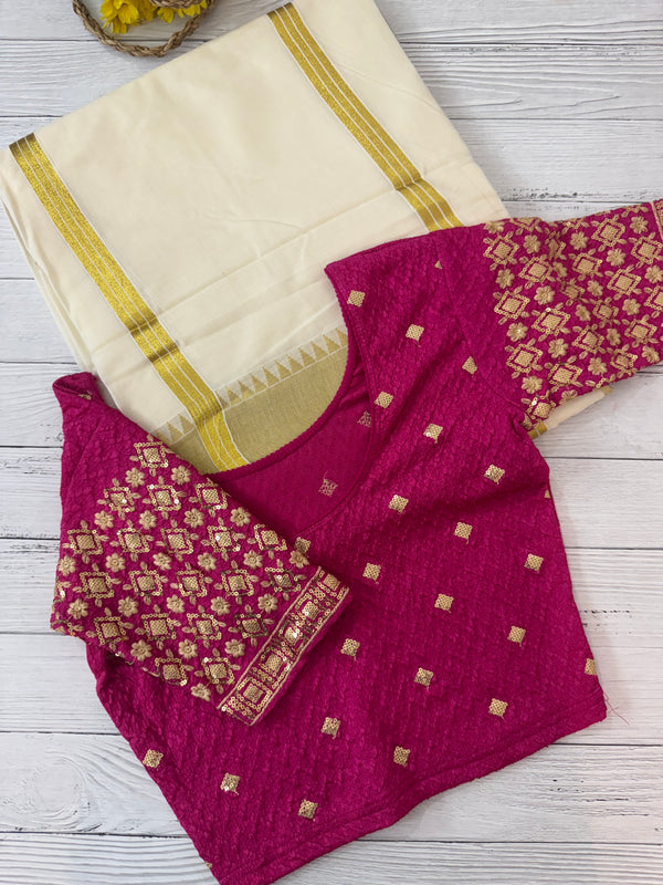 Stretchable Readymade blouse with sequence work- MSBL
