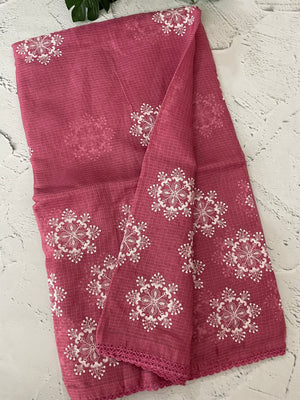 Soft kota checks saree with embroidery - MS7676