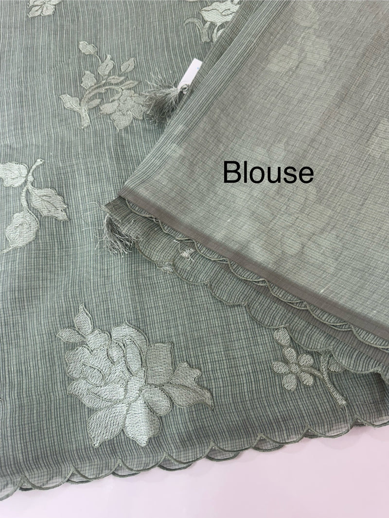 Silky kota embroidery saree  MSK890 JadeGreen