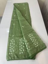 Kota checks saree with embroidery SVTS34- Green