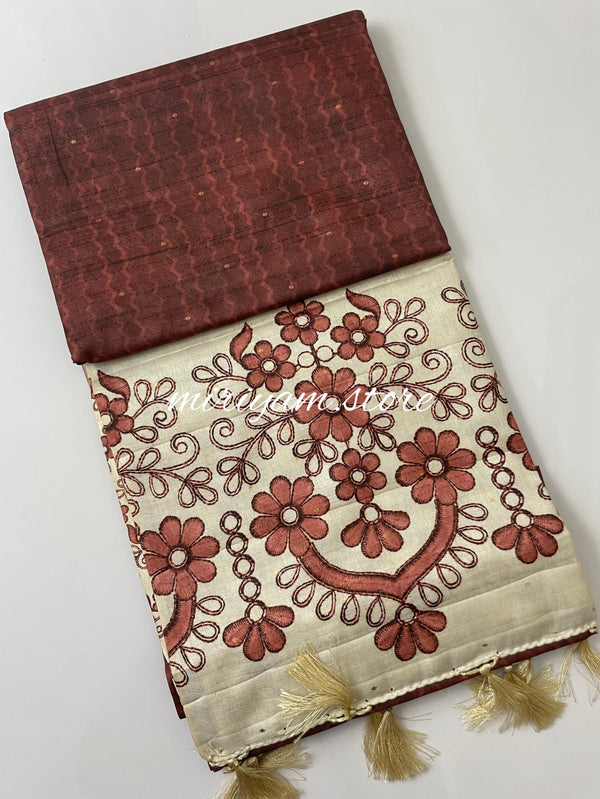 Semi silk saree with designer pallu & blouse MSDS214 Maroon