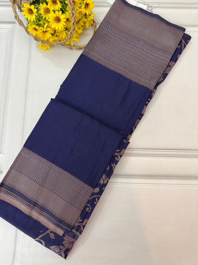 Crepe chiffon saree with brocade blouse - MS1134