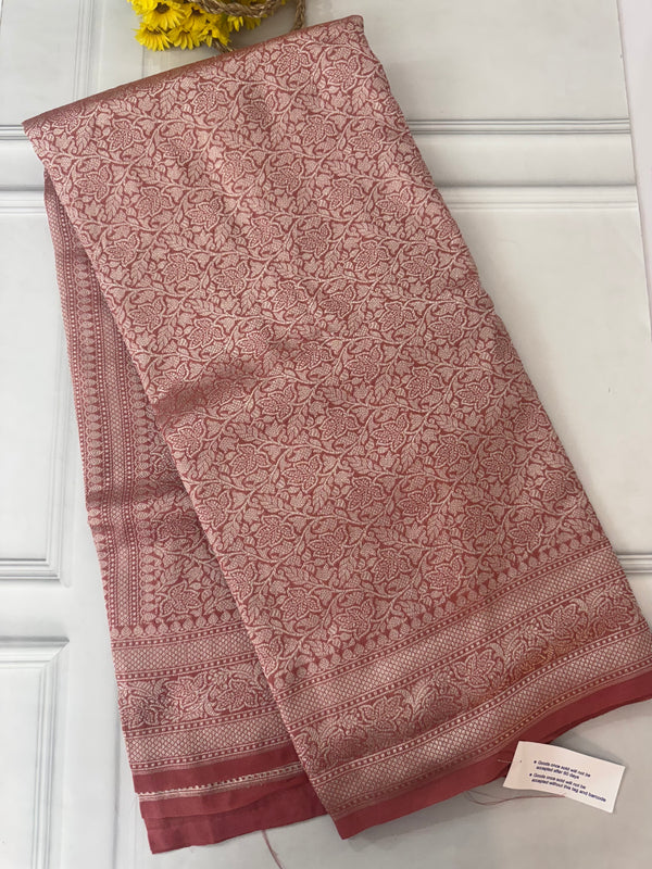 Banarasi semi katan saree in silver zari SHSNRIC