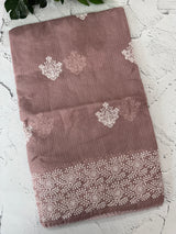 Soft kota checks saree with embroidery - MS7676 PastelMauve
