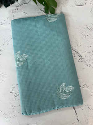 Kota  checks saree with embroidery - MS7679 LightBlue