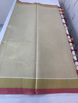 Kerala tissue saree - Gold checks
